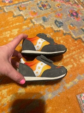 Saucony Jazz Toddler Gray and Orange Velcro Sneakers